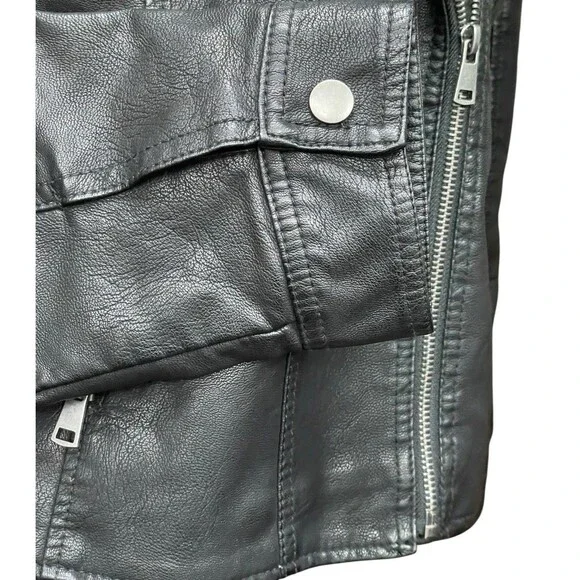 Baccini Sz XL Plus Black Moto Jacket Faux Leather Studded Punk Biker Grunge Rock - Picture 11 of 15